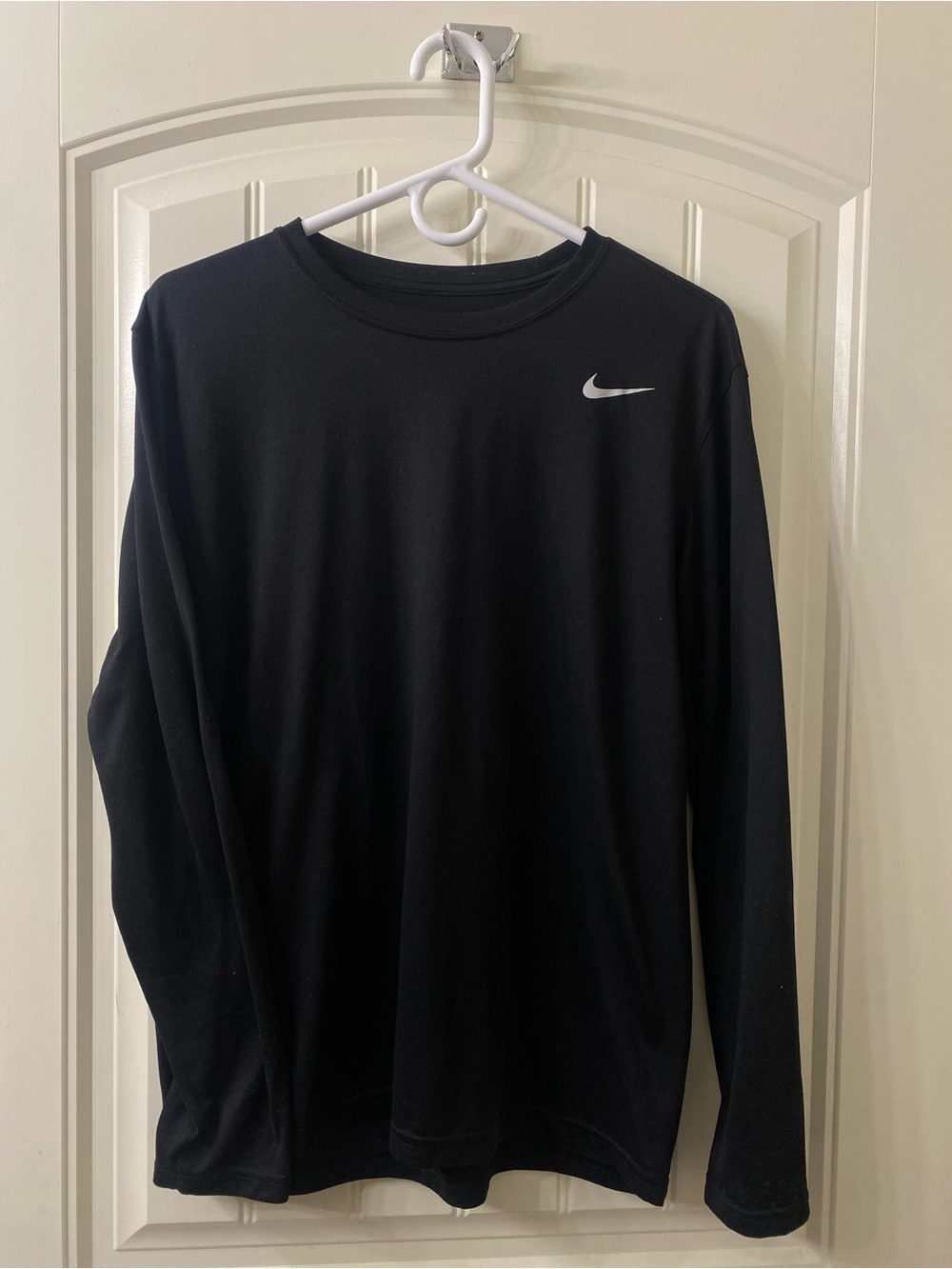 Nike Black Long-Sleeve Performance Crew with White Swoosh